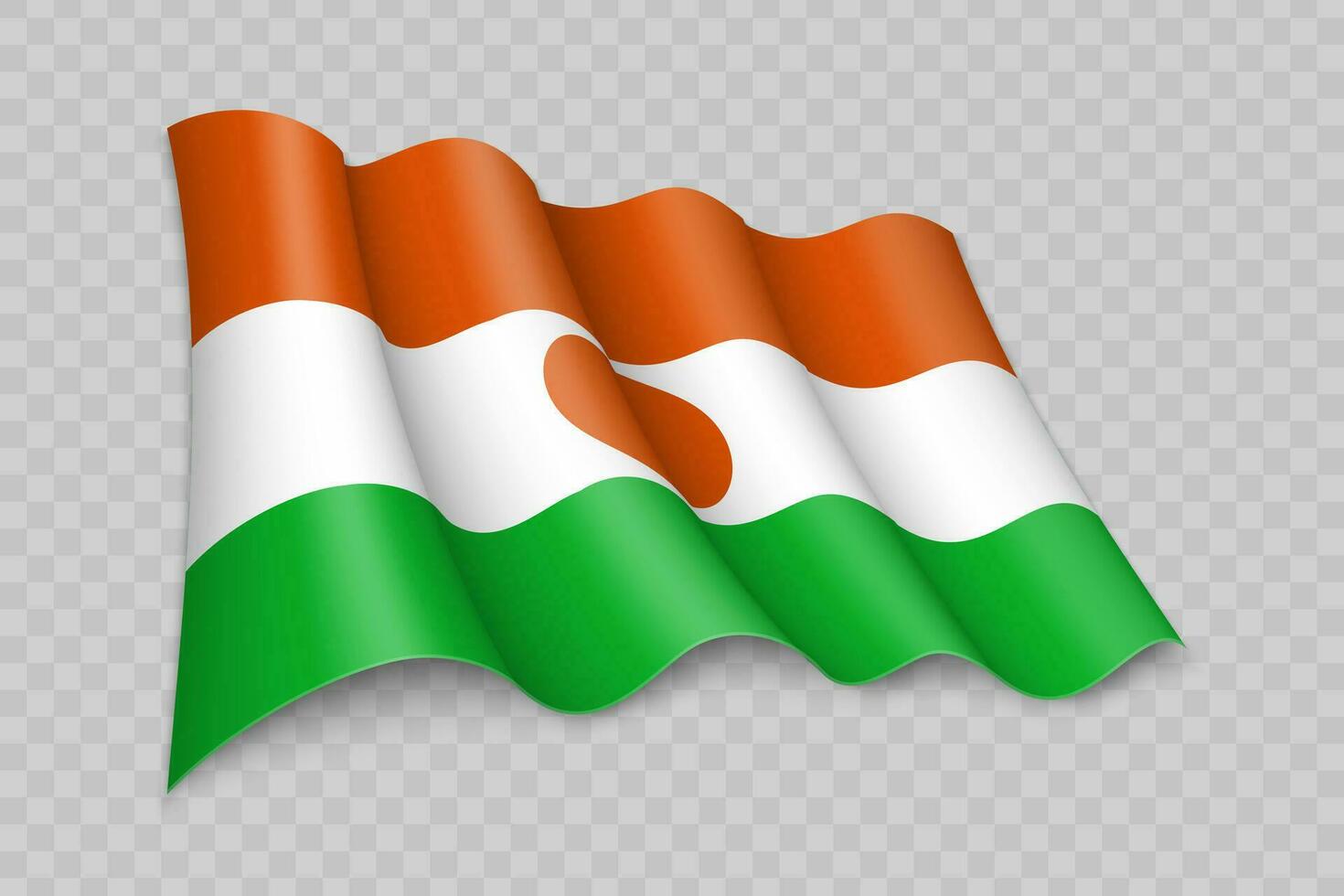 3d réaliste agitant drapeau de Niger vecteur