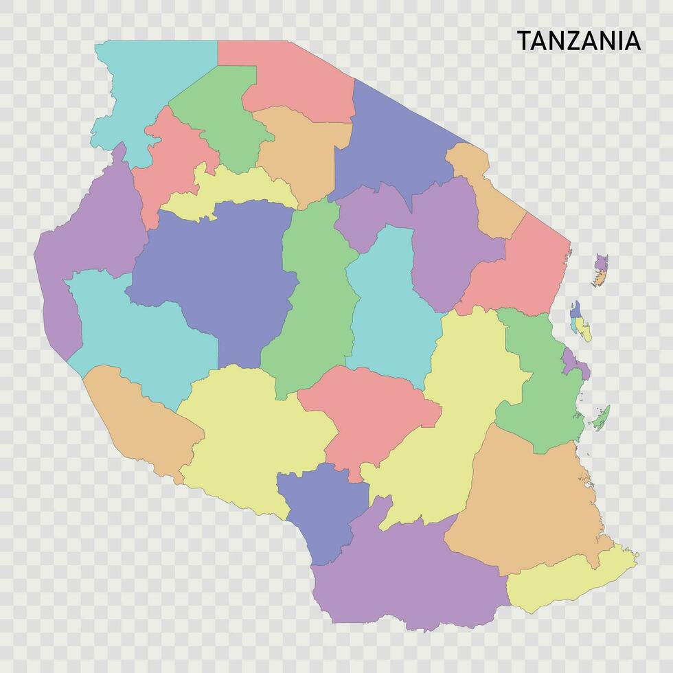 isolé coloré carte de Tanzanie vecteur