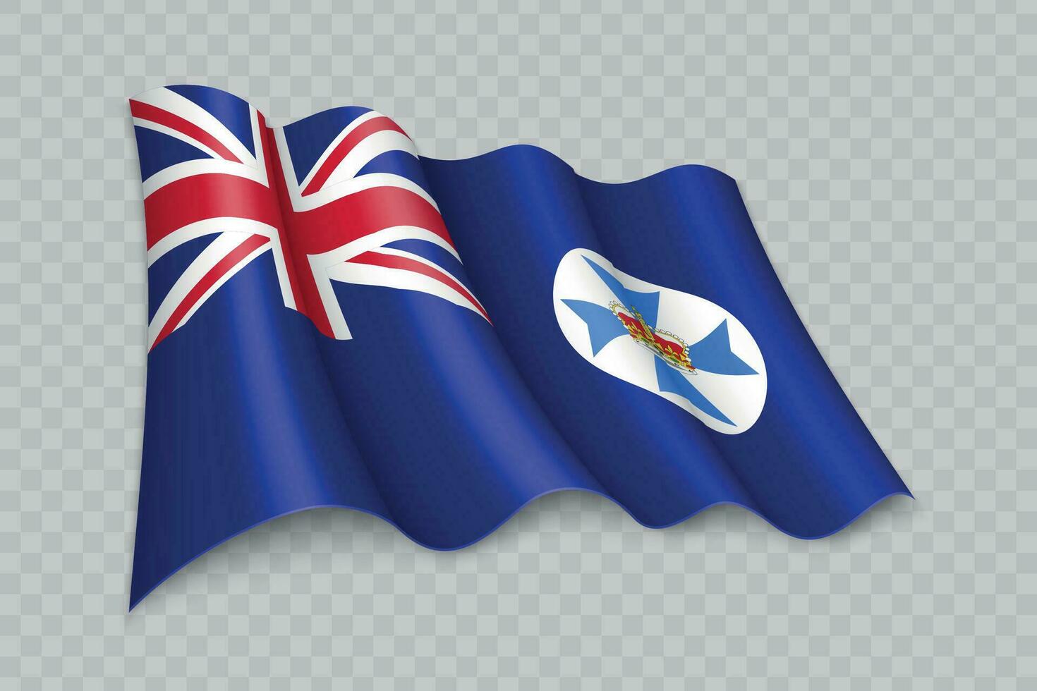 3d réaliste agitant drapeau de Queensland est une Etat de Australie vecteur