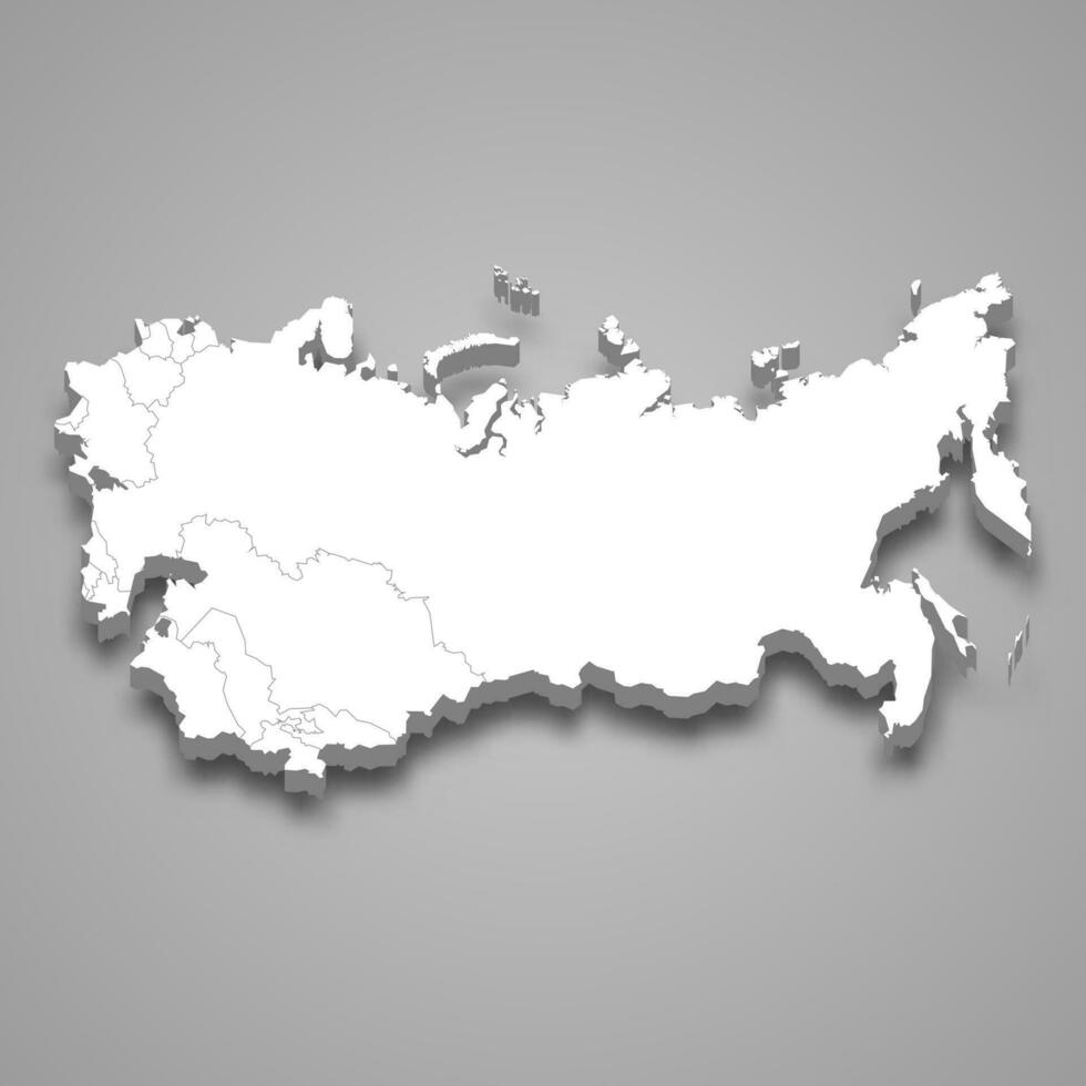 3d isométrique carte de soviétique syndicat isolé avec ombre vecteur