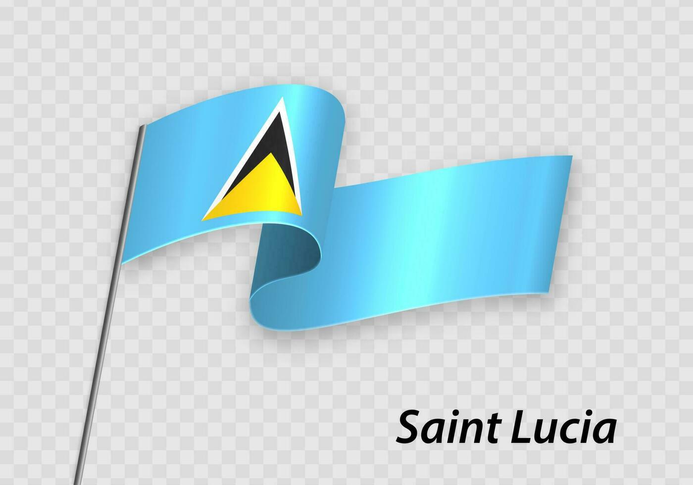 agitant drapeau de Saint lucia sur mât de drapeau. modèle pour indépendant vecteur