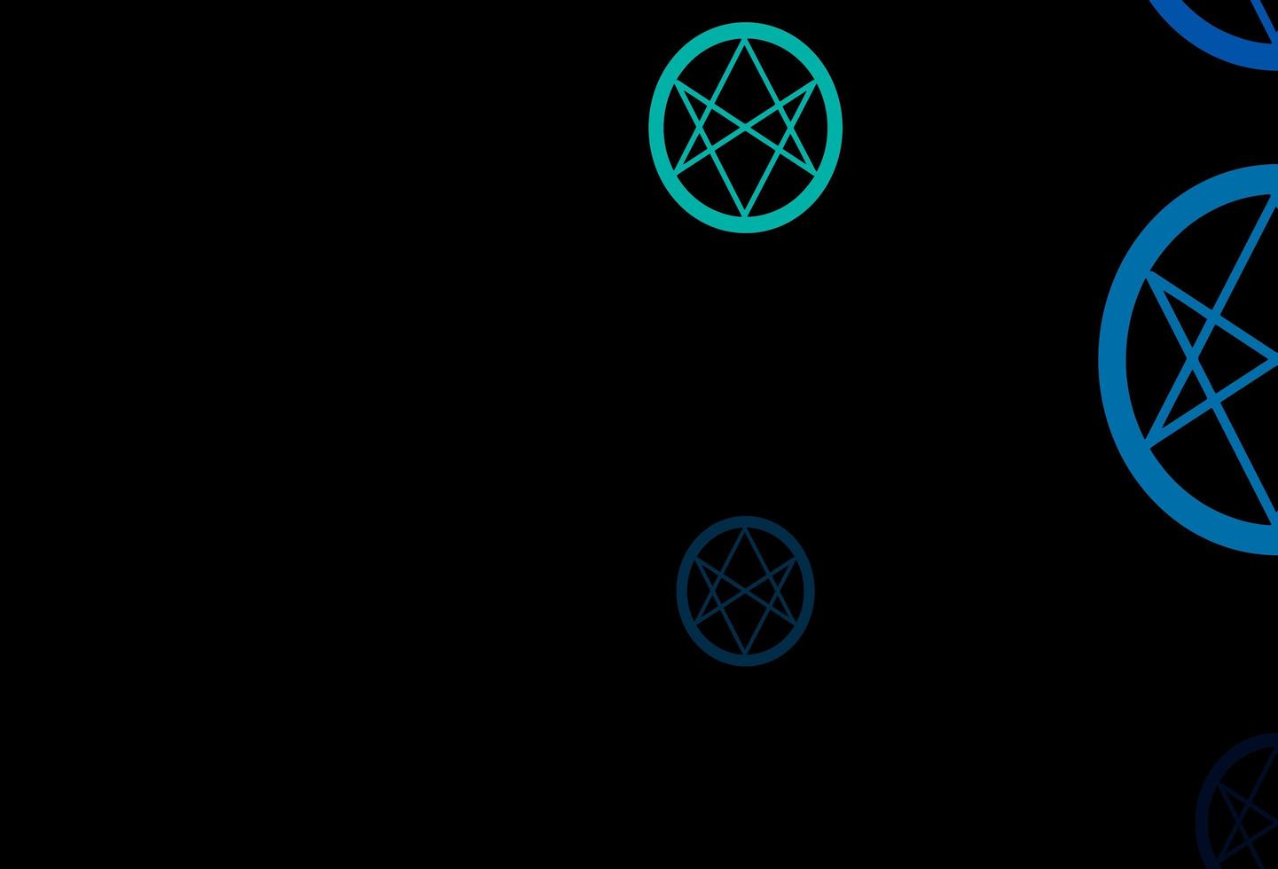 modèle vectoriel vert bleu foncé avec des signes ésotériques