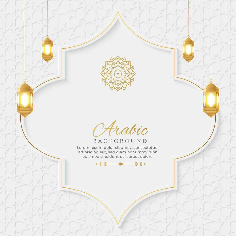arabe islamique élégant fond ornemental de luxe blanc et doré avec motif islamique vecteur
