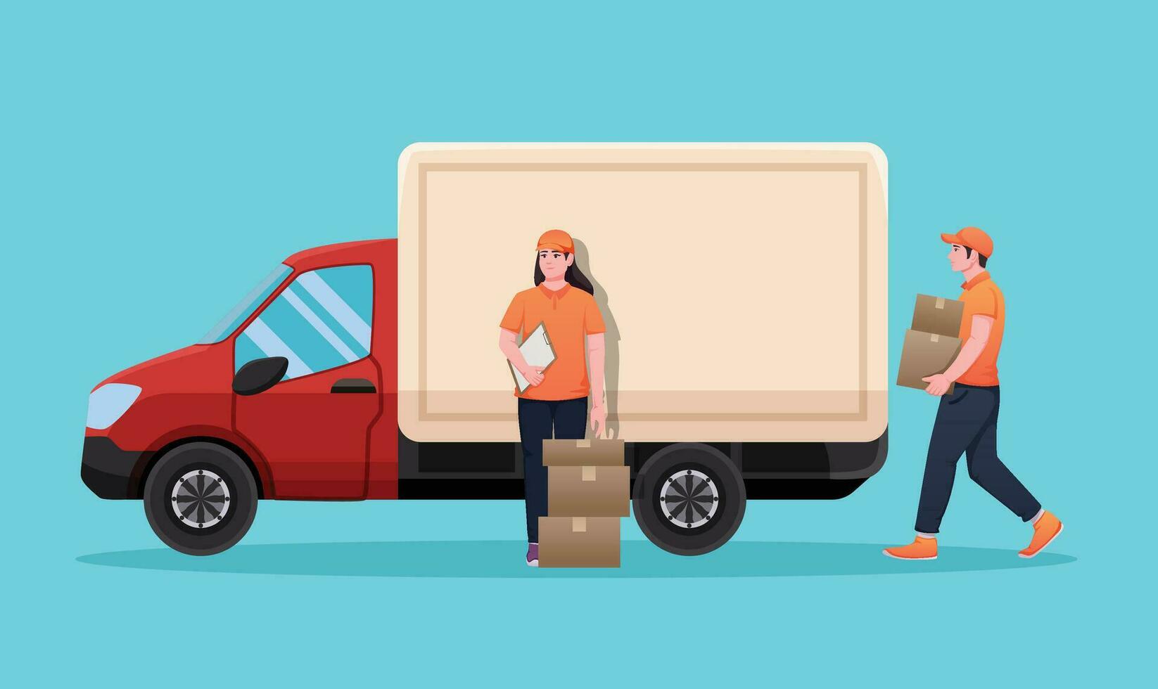 livraison un service avec livraison un camion vecteur illustration