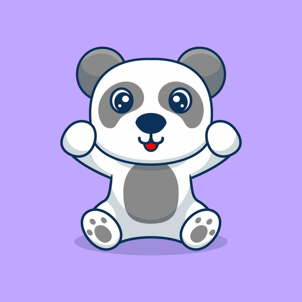 vecteur Panda séance mignonne Créatif kawaii dessin animé mascotte logo