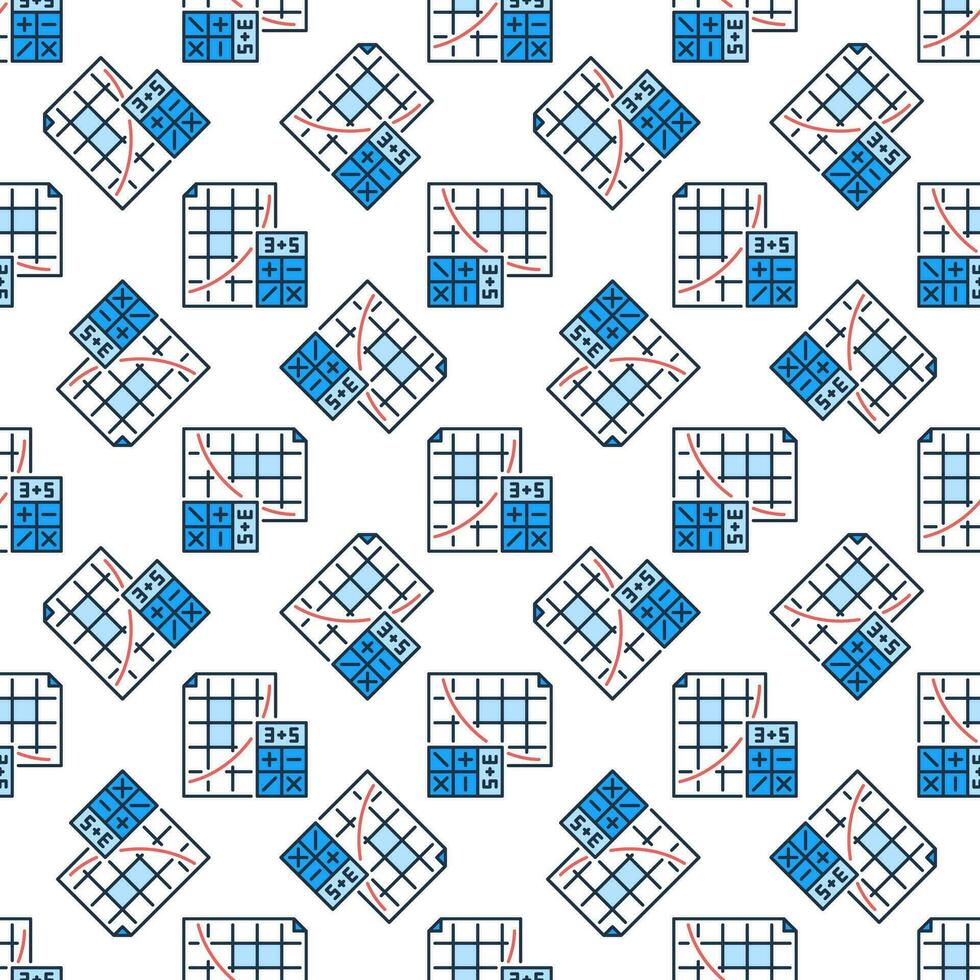 calculatrice et papier vecteur mathématiques coloré sans couture modèle