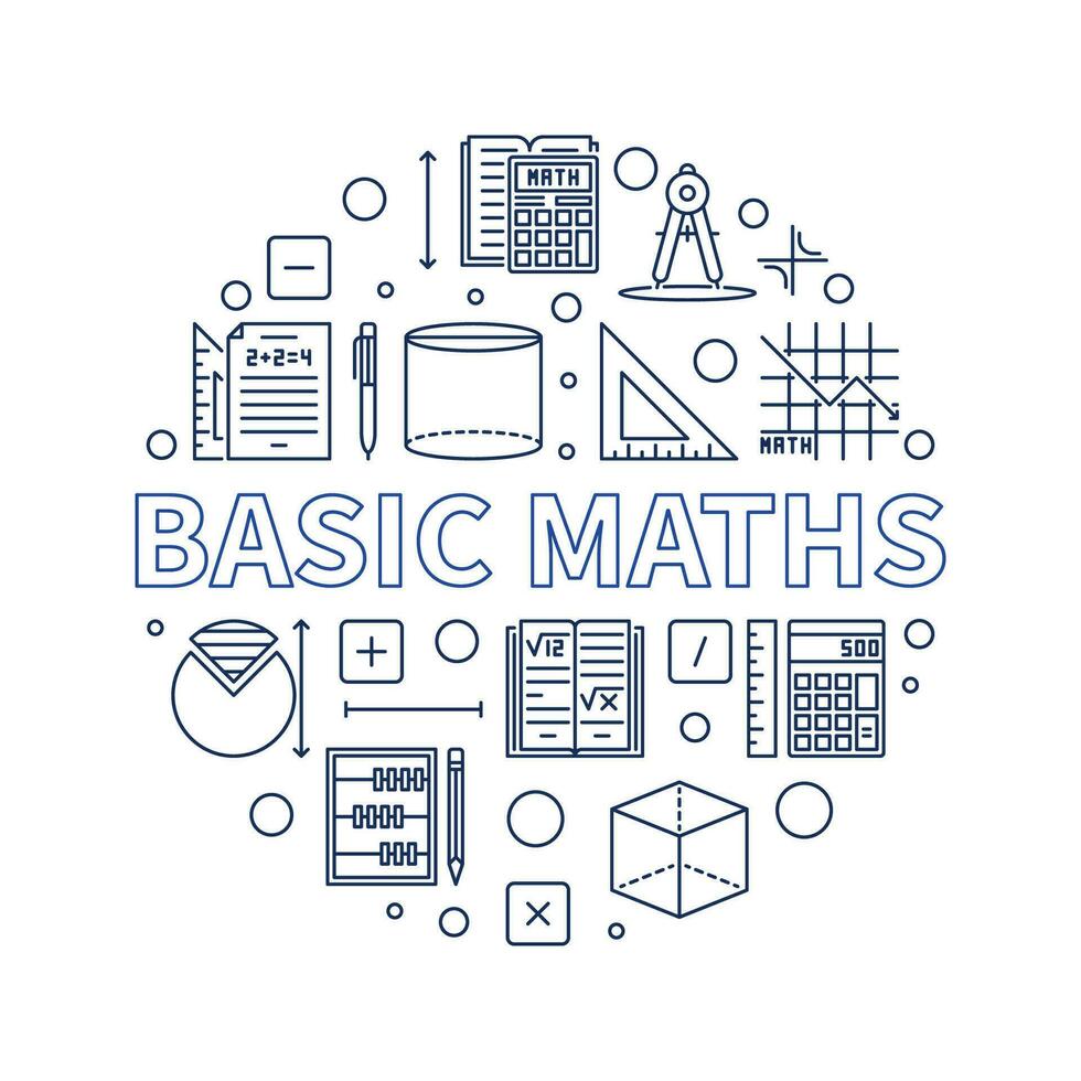 de base mathématiques concept vecteur ligne rond bannière - math illustration