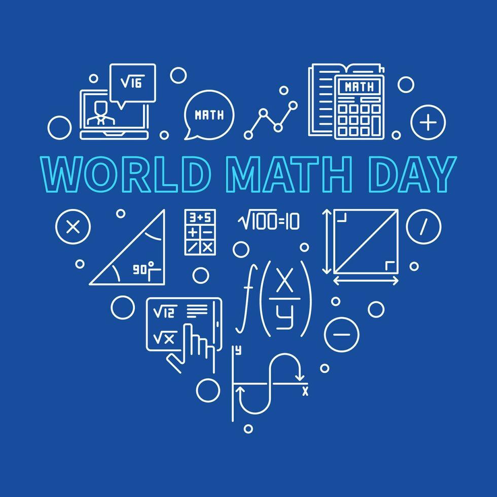 monde math journée concept vecteur contour en forme de coeur bannière - math illustration