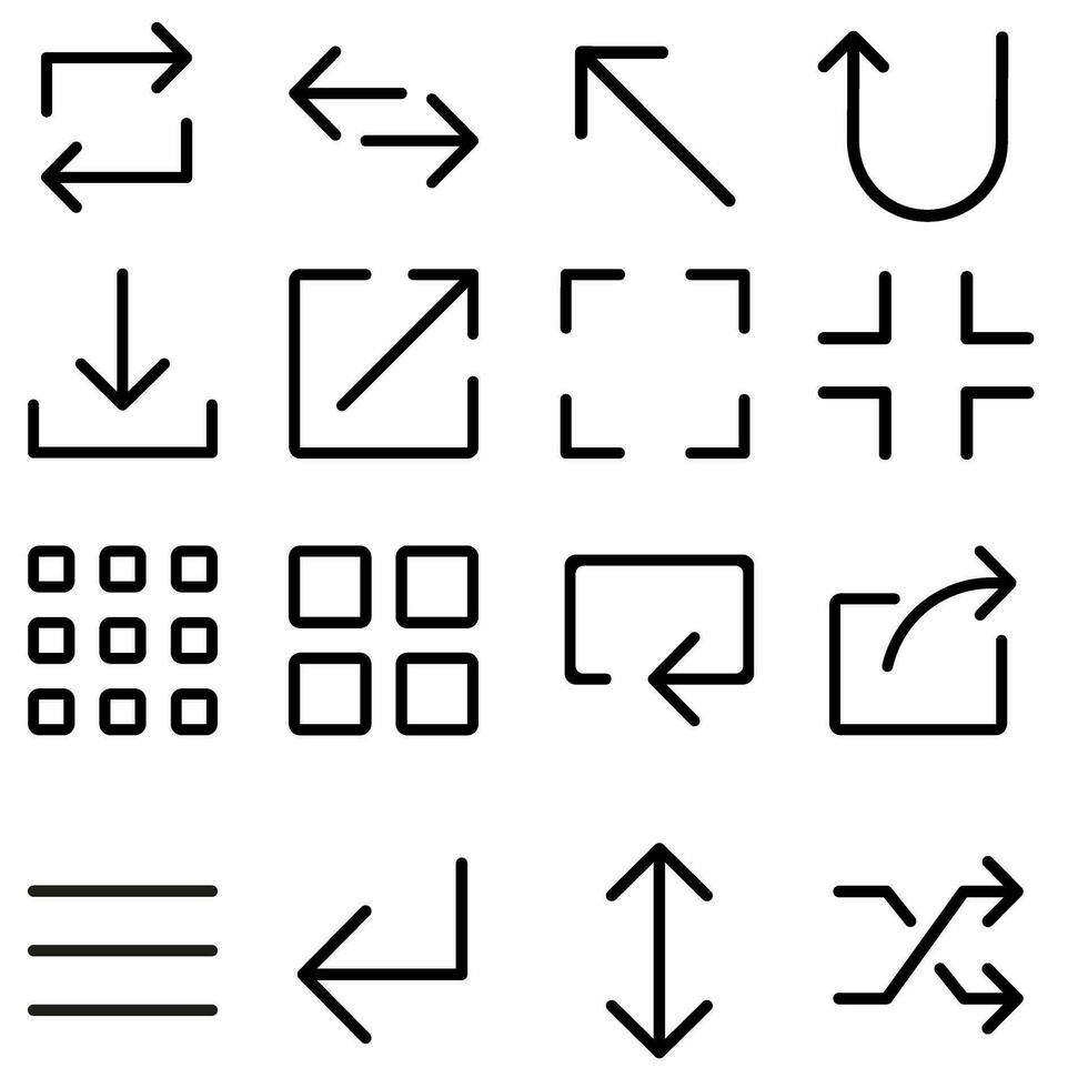 flèches icône vecteur ensemble. interface illustration signe collection. multimédia symbole ou logo.