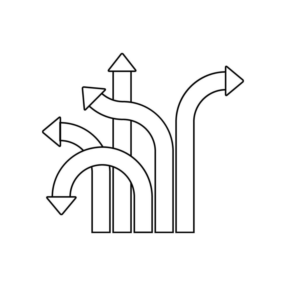 façon vecteur icône. La Flèche illustration signe. route fourchette symbole ou logo.