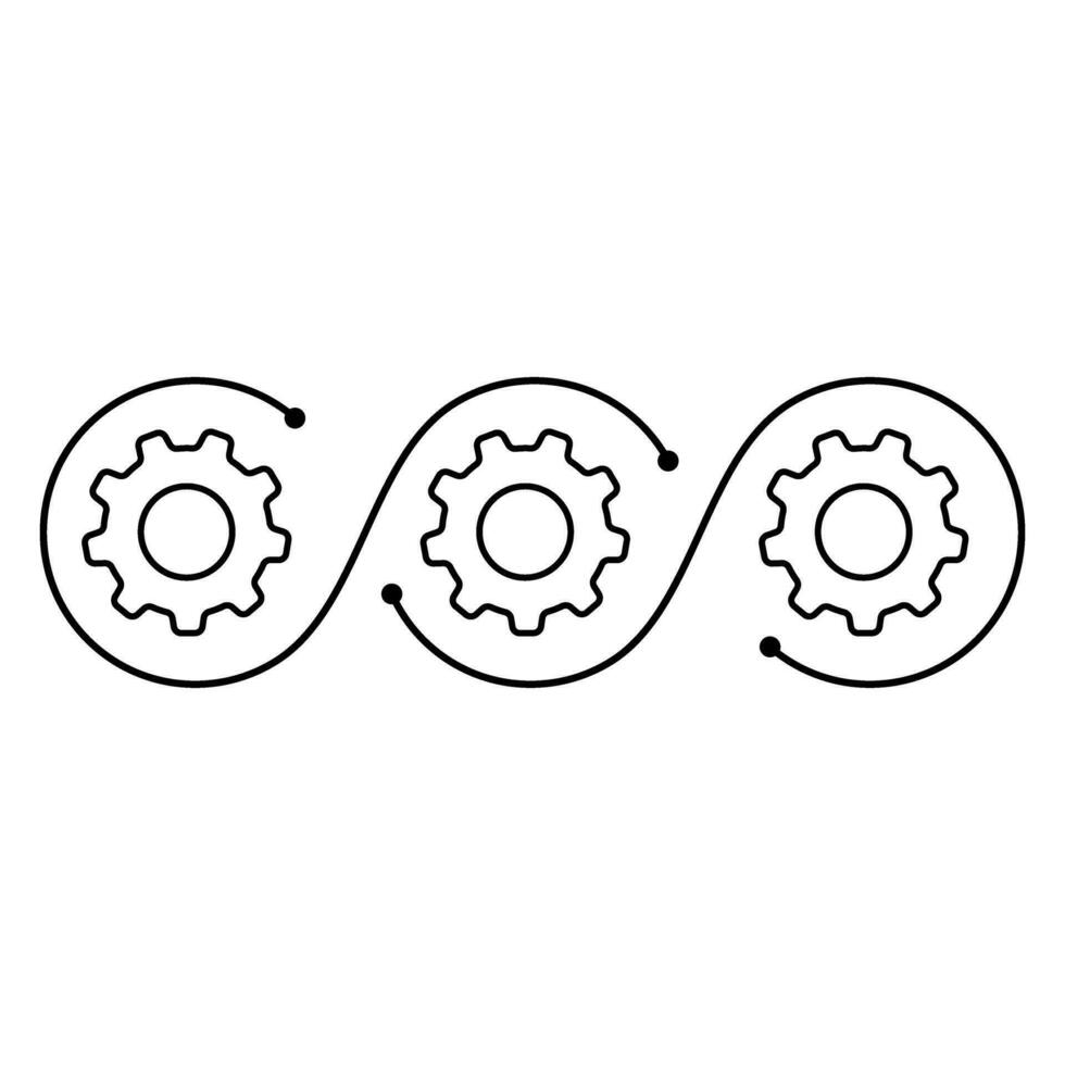 flux de travail icône vecteur. équipement dent roue avec flèches illustration signe. affaires concept symbole. vecteur