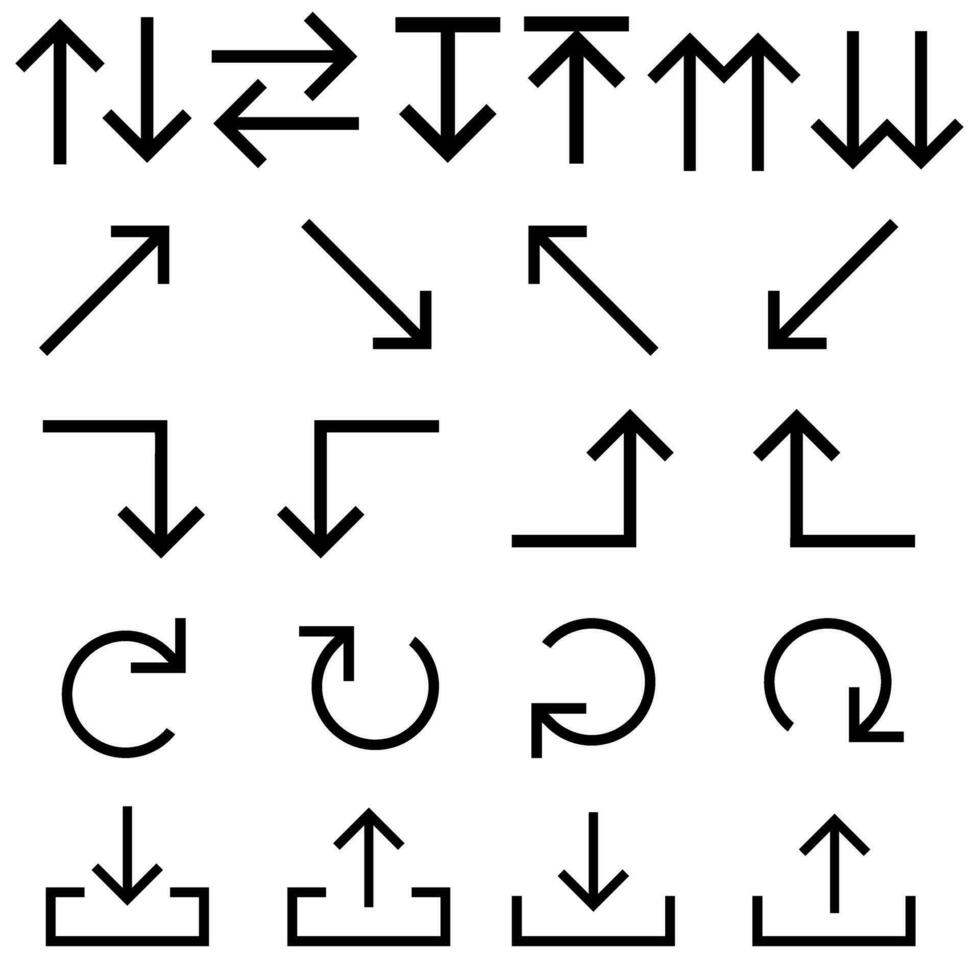 La Flèche signe icône vecteur ensemble. suivant illustration signe collection. site Internet symbole.