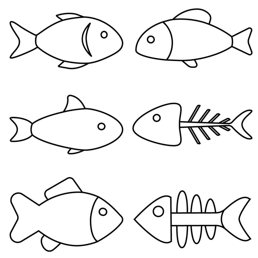 poisson icône vecteur ensemble. nourriture illustration signe collection. océan symbole ou logo.