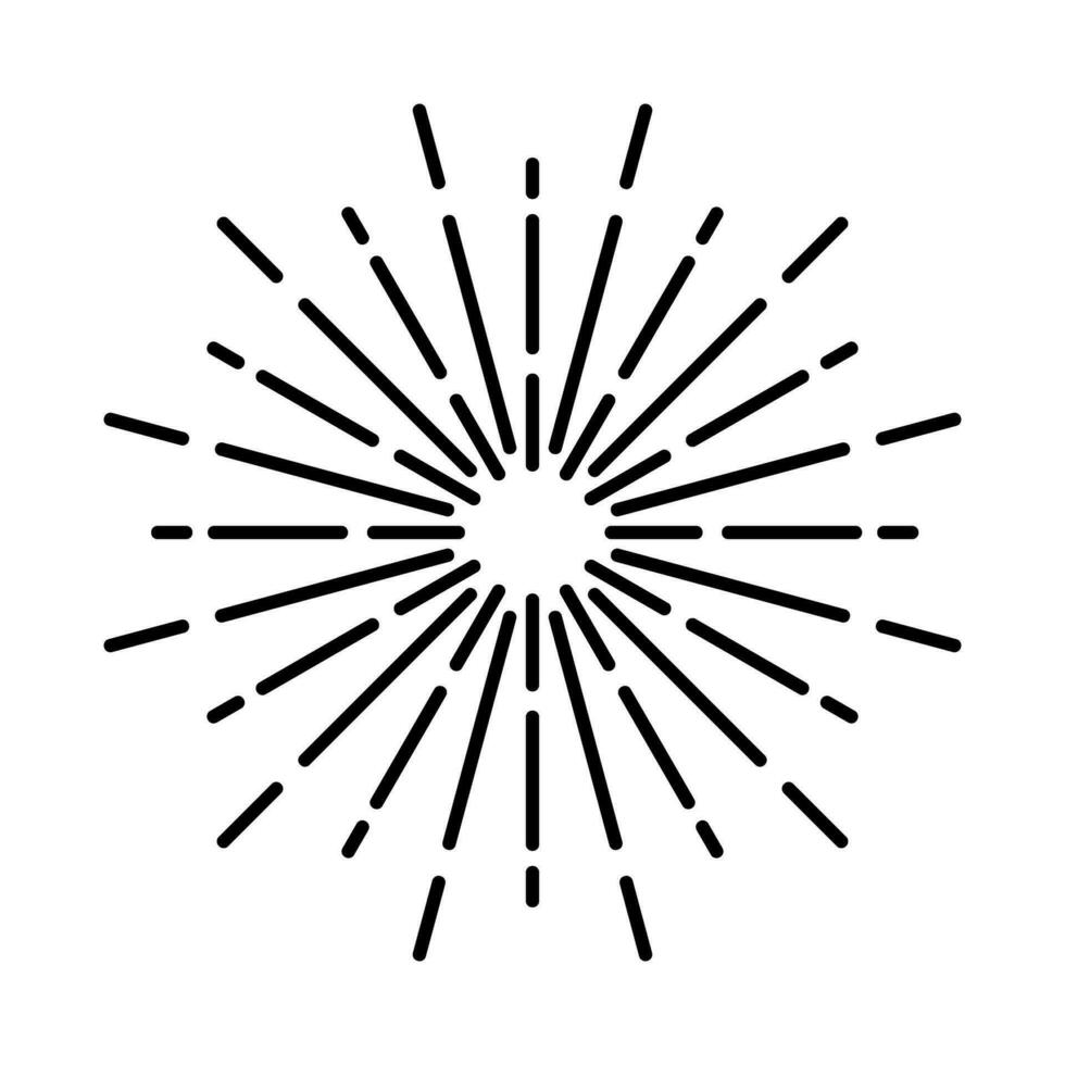 ancien sunburst icône vecteur. explosion main tiré illustration signe. éléments feux d'artifice. noir des rayons. vecteur