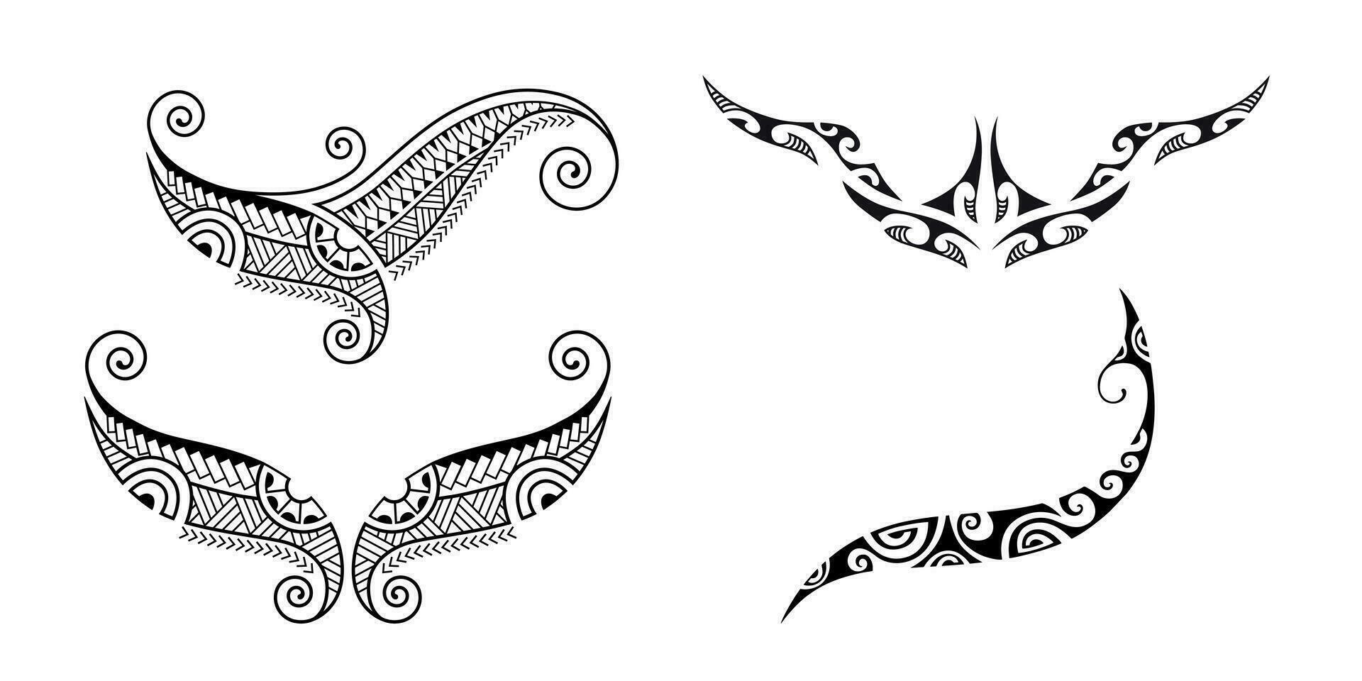 ensemble de tatouage maori conception. art tribal tatouage collection. vecteur esquisser de une tatouage maori.