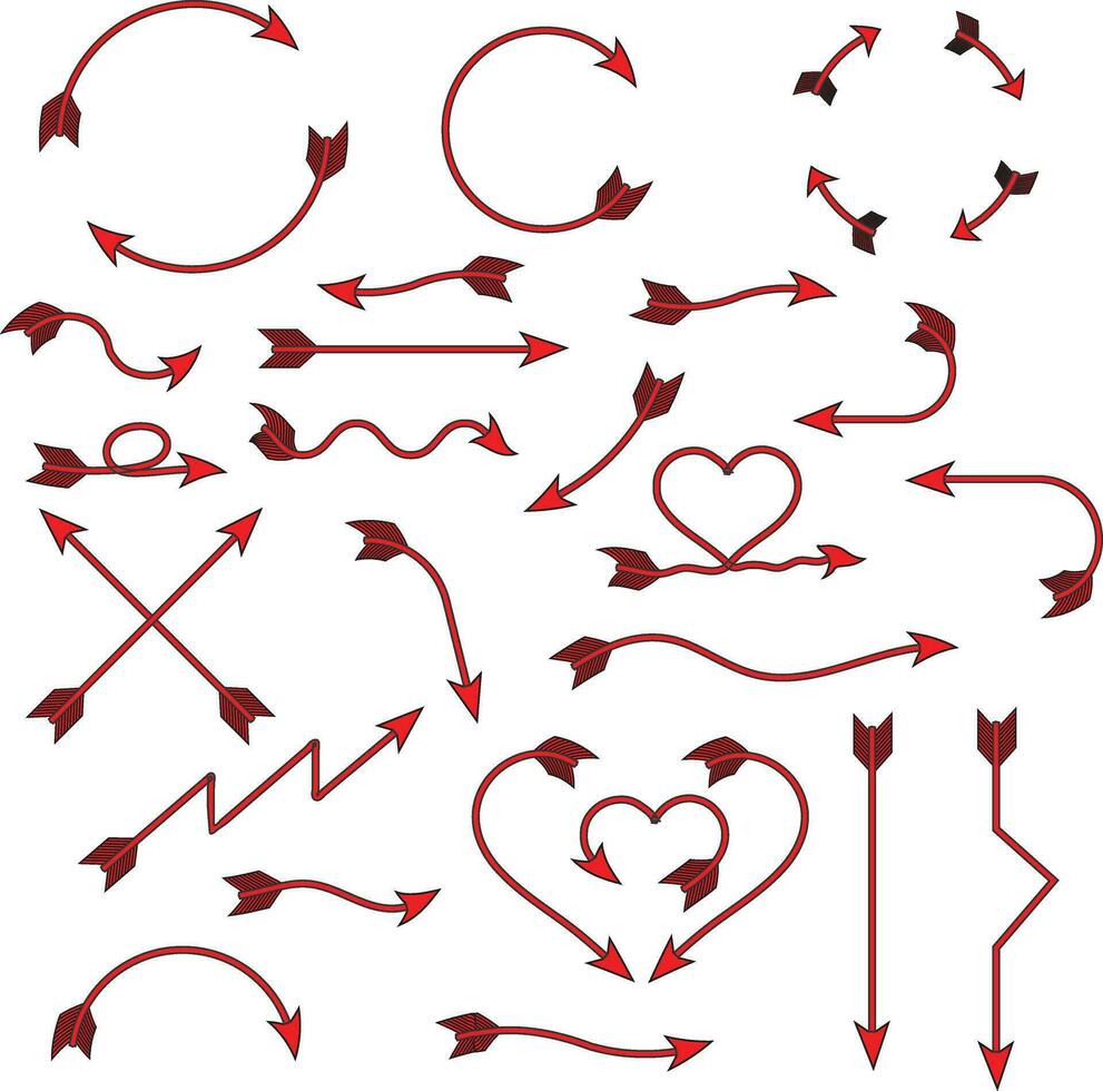 La Flèche icône ensemble. vecteur illustration, plat conception, directionnel La Flèche signe ou Icônes ensemble conception