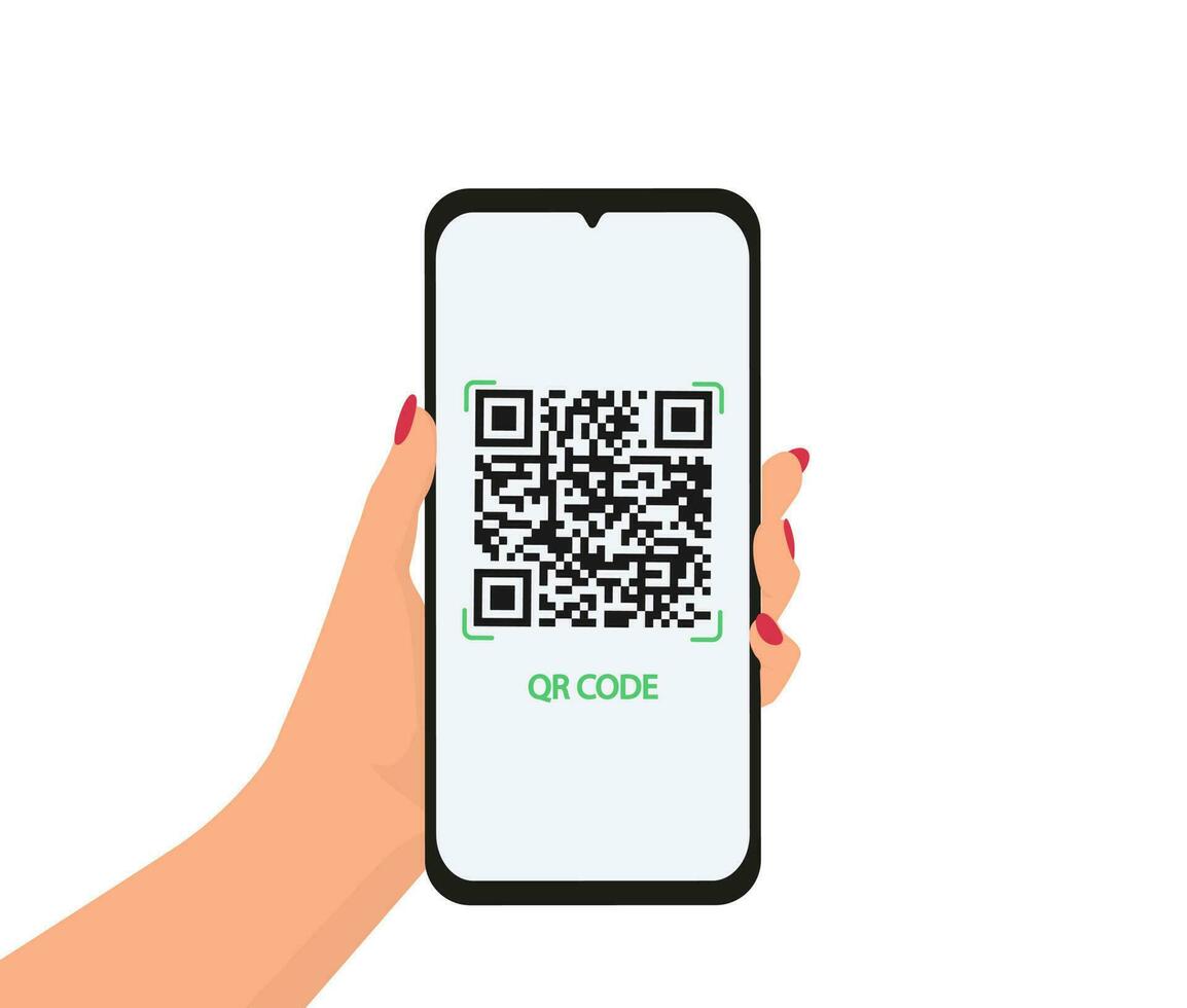 icône de le qr code. mobile téléphone dans main. vecteur illustration