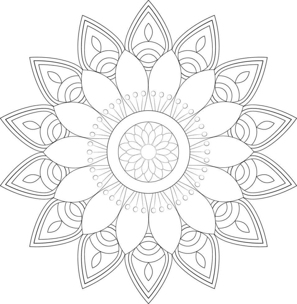 vecteur dessin pour coloration livre. géométrique floral modèle. contour dessin sur une blanc Contexte. mandala.