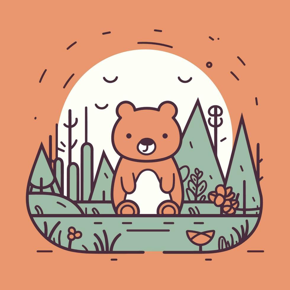 une charmant et adorable kawaii ours illustration, parfait pour utilisation dans enfants livres, sites Internet, ou comme une mignonne mascotte pour tout marque ou produire vecteur