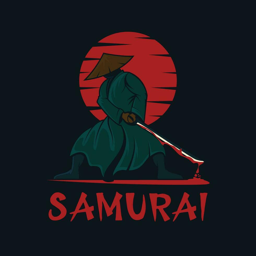 logo mascotte samouraï vecteur