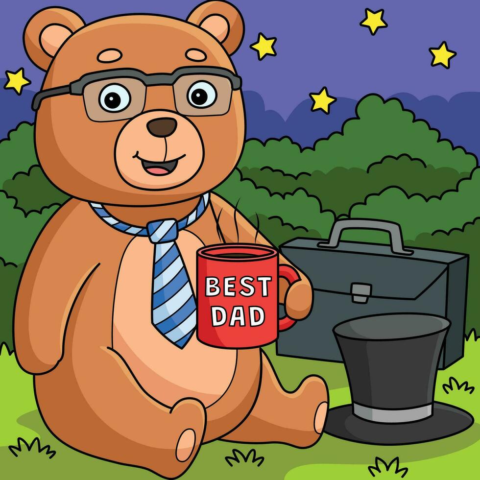 les pères journée nounours ours meilleur papa coloré dessin animé vecteur
