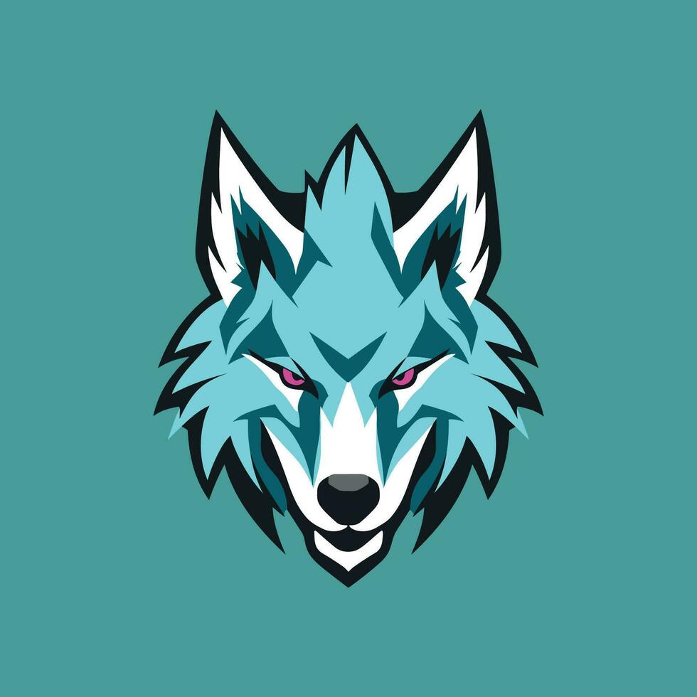 une bleu Loup tête esport logo illustration vecteur