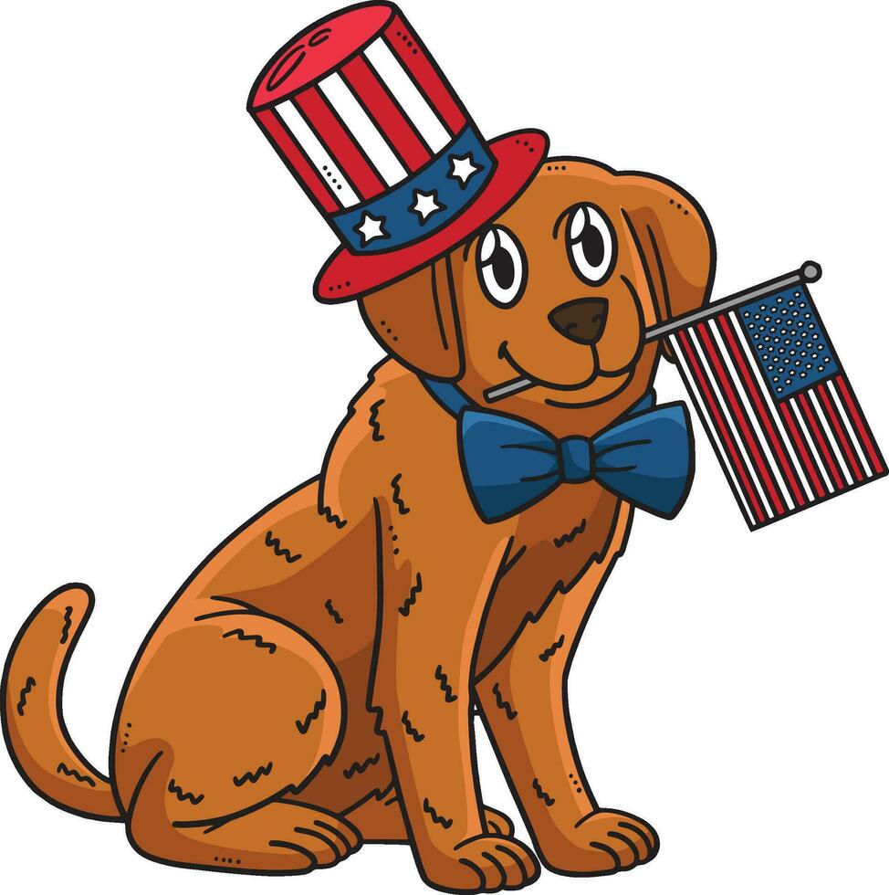 patriotique chiot dessin animé coloré clipart vecteur