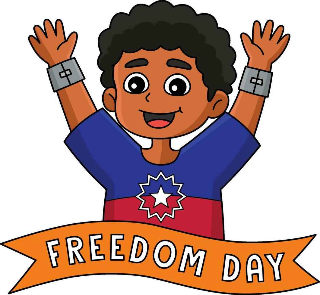 afro garçon juneteenth liberté journée dessin animé clipart vecteur