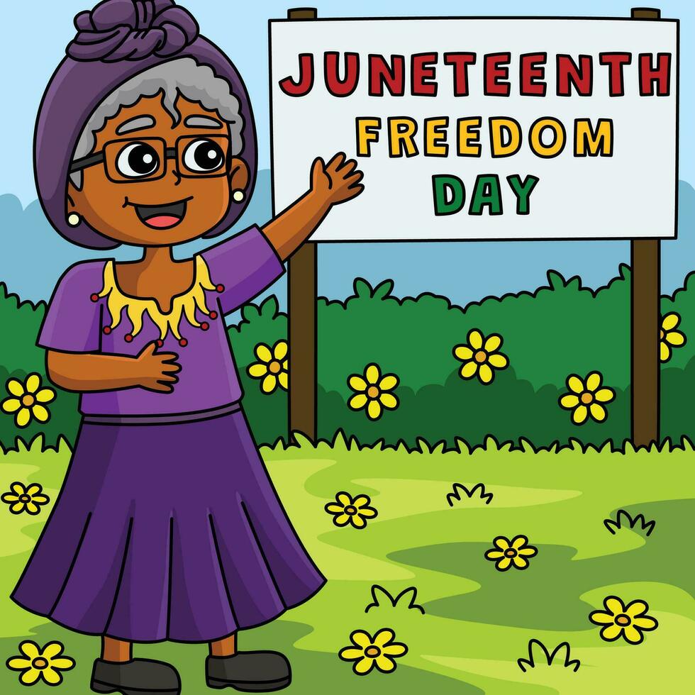 opale Lee grand-mère de juneteenth coloré dessin animé vecteur