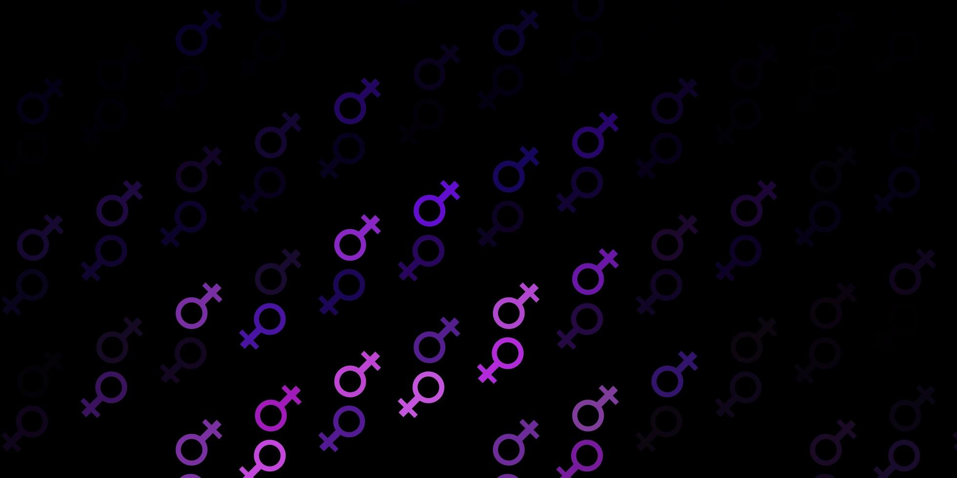 toile de fond de vecteur violet foncé avec des symboles de puissance de femme