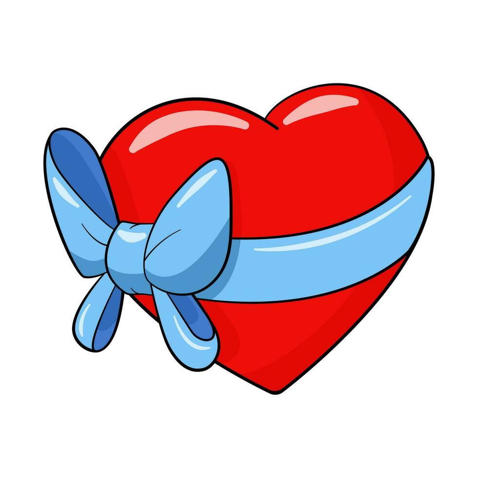 cœur avec bleu ruban et arc vecteur