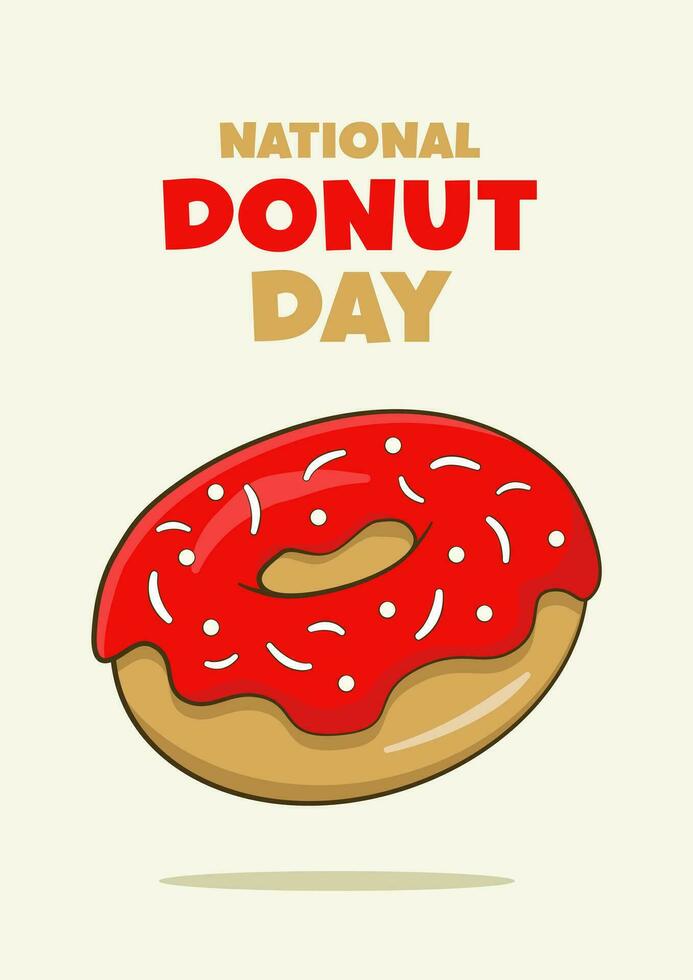 nationale Donut journée caractères avec fraise Donut. affiche concept vecteur