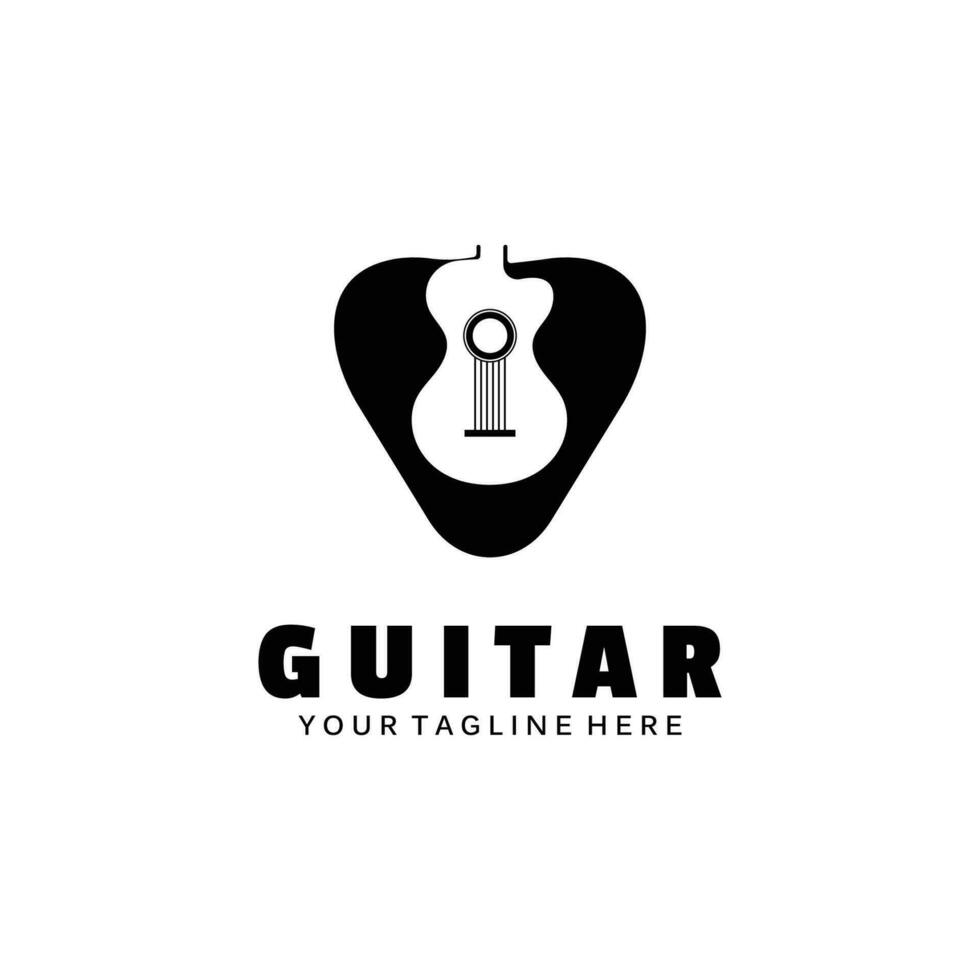 guitare musical instrument logo modèle avec Facile forme. vecteur