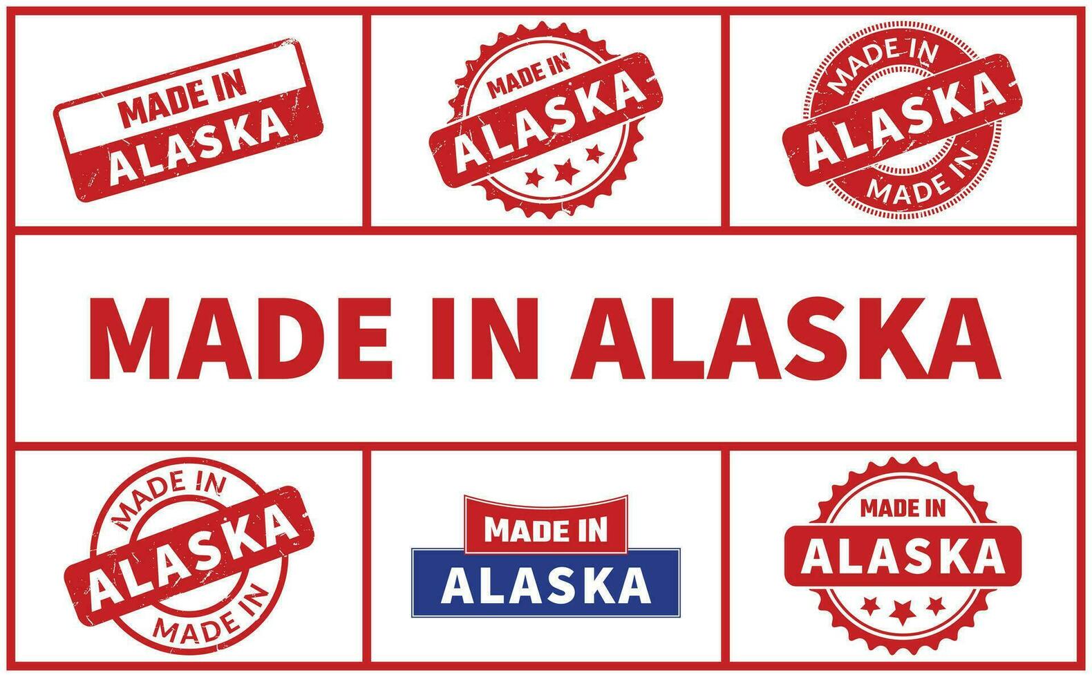 fabriqué dans Alaska caoutchouc timbre ensemble vecteur