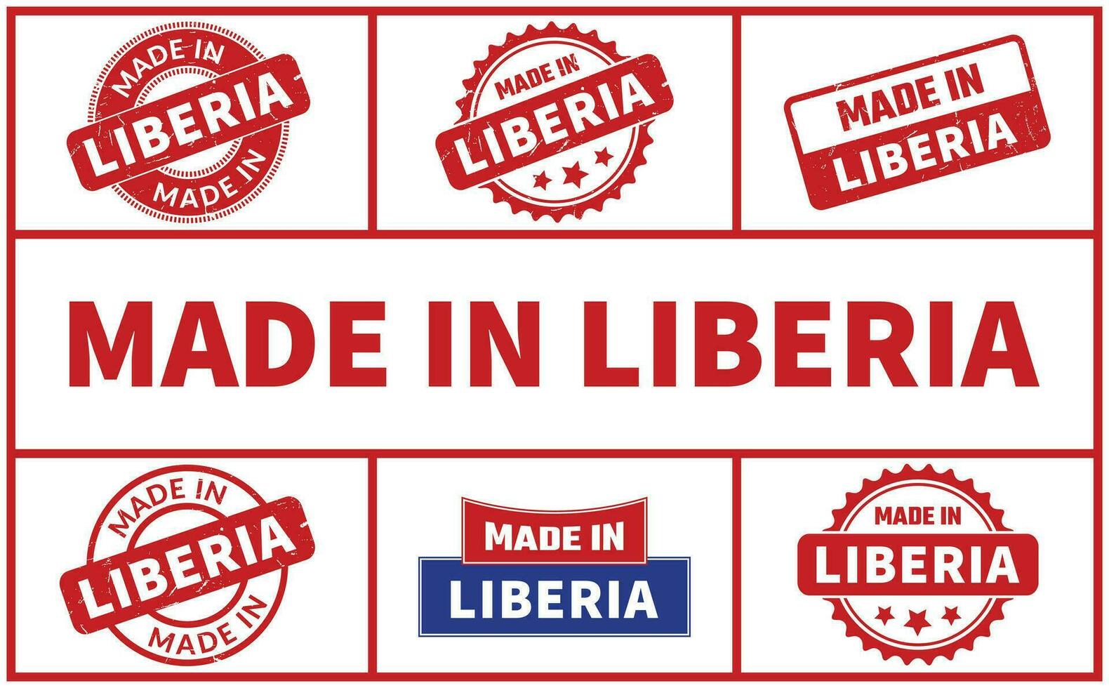 fabriqué dans Libéria caoutchouc timbre ensemble vecteur