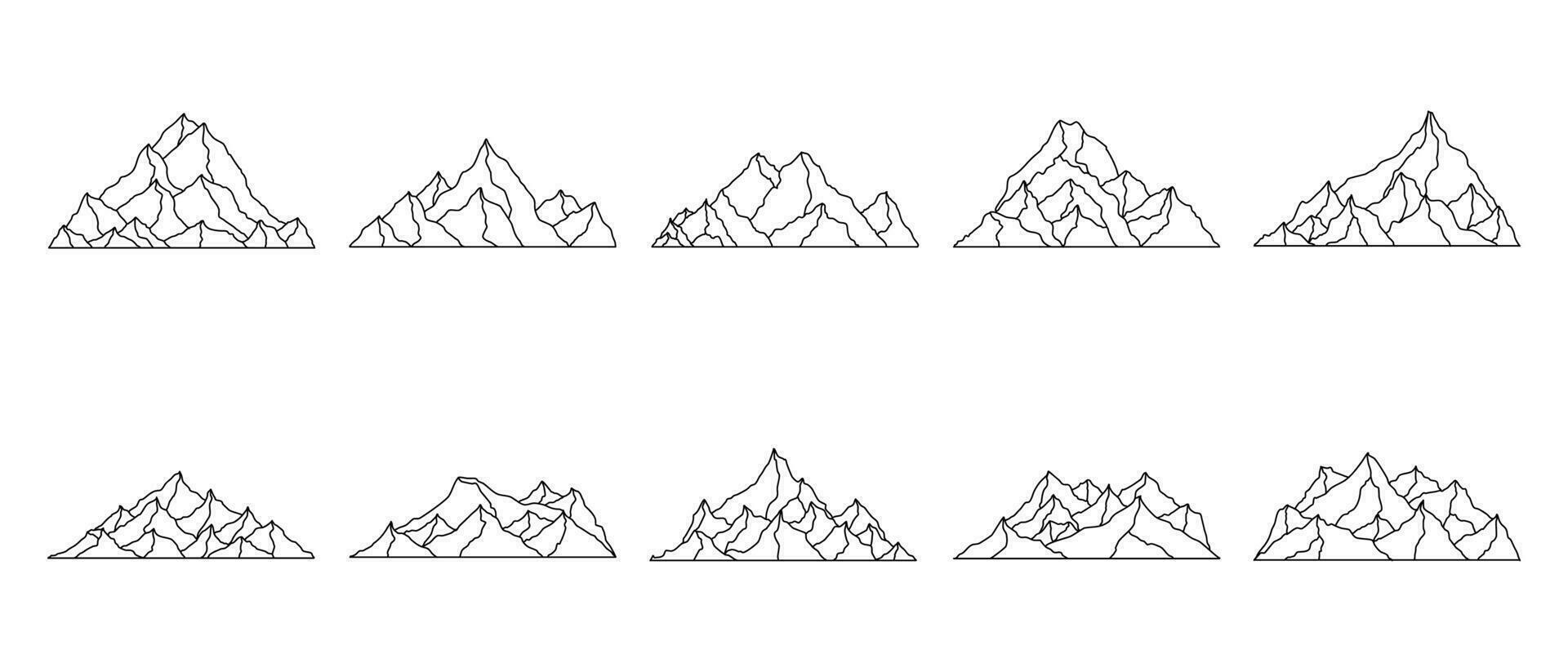 Montagne contour illustration vecteur ensemble