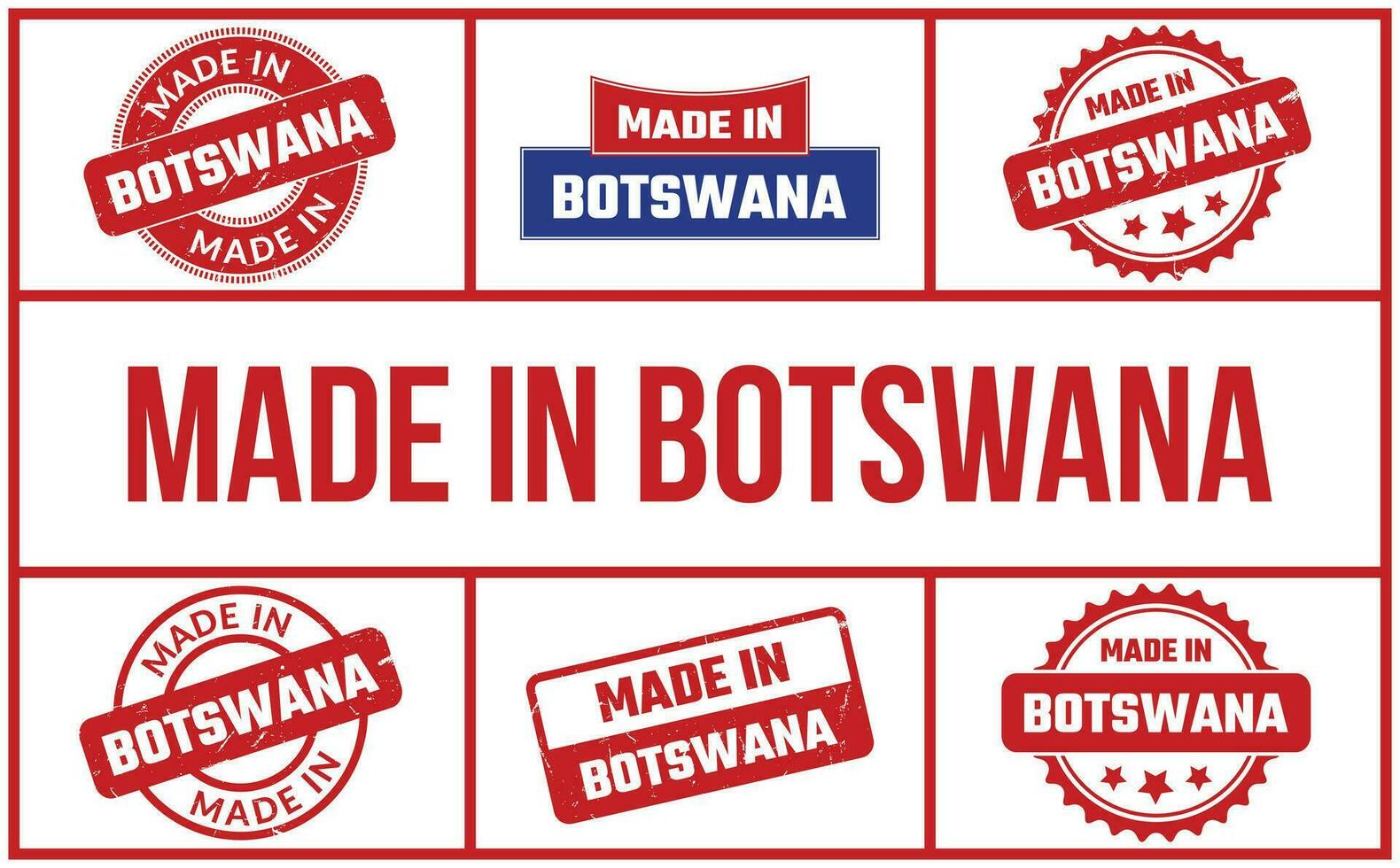 fabriqué dans le botswana caoutchouc timbre ensemble vecteur