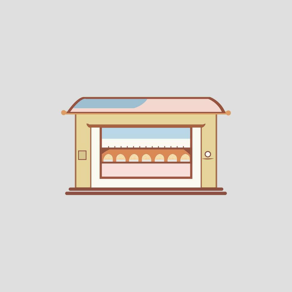 boulangerie plat icône illustration dans ligne art style vecteur