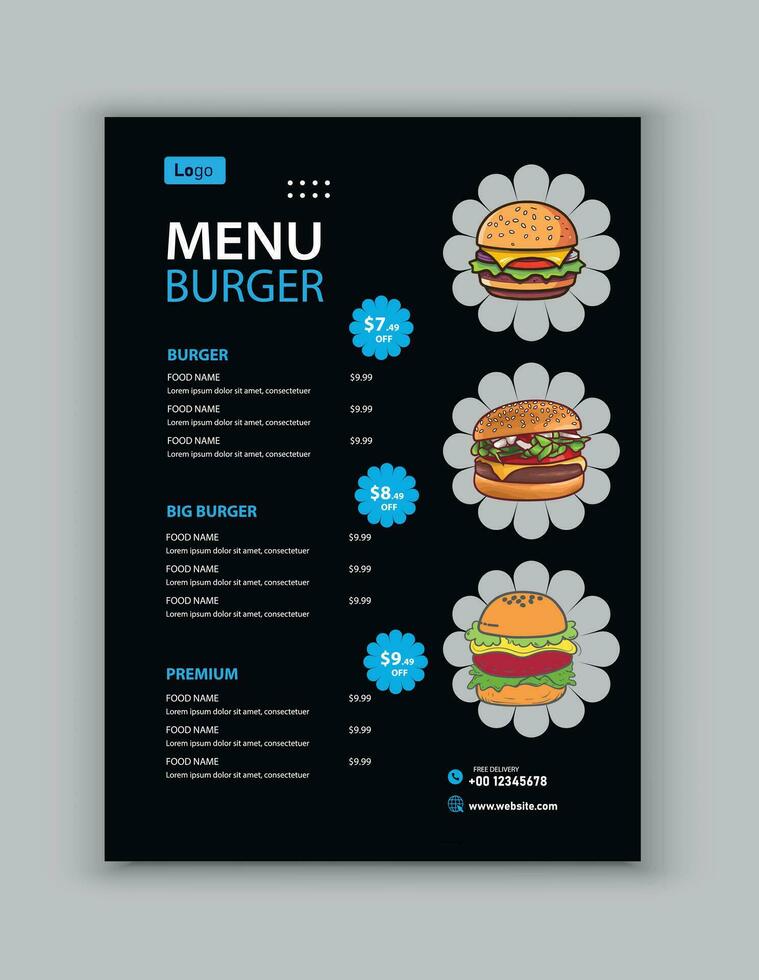 moderne restaurant menu pour vite nourriture vecteur