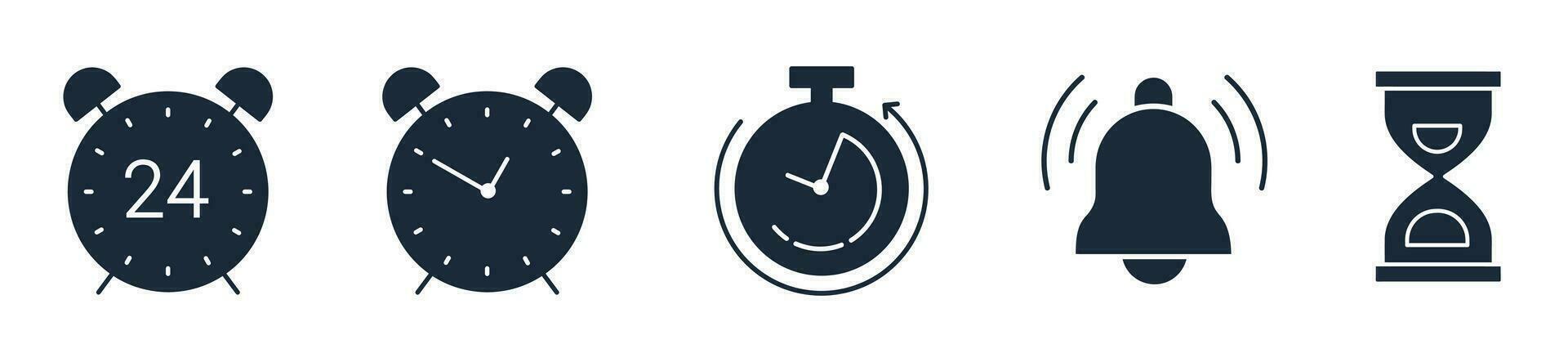 alarme l'horloge icône ensemble vecteur. temps et horloge, minuteur Icônes vecteur