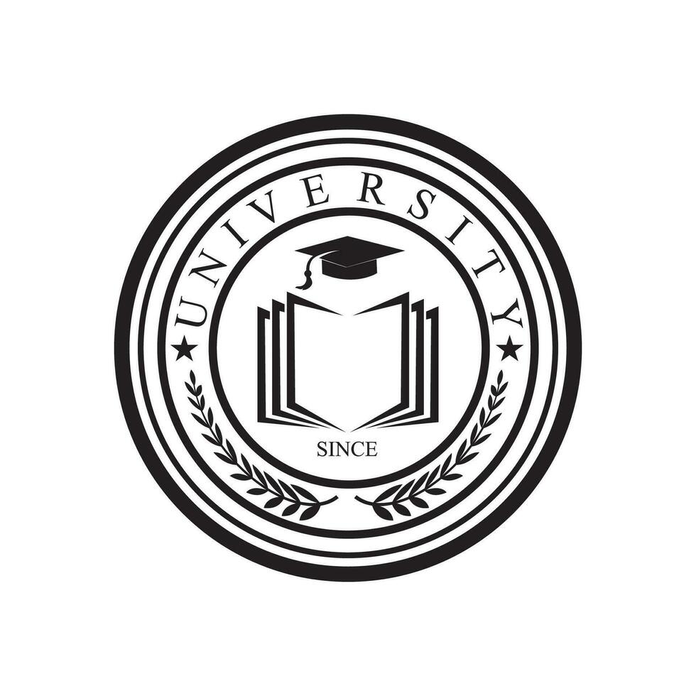 icônes vectorielles de l'université et de l'académie. emblèmes ou boucliers destinés aux diplômés du secondaire en sciences maritimes ou en droit. rubans et insignes de chapeau de célibataire, couronne de laurier, modèle de logo vectoriel