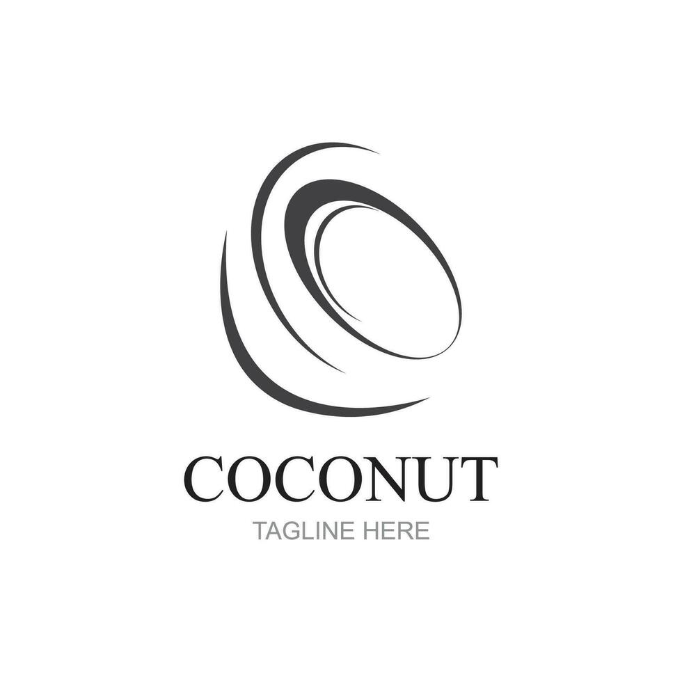 noix de coco moderne créative avec modèle de conception de logo de signe de feuilles vecteur
