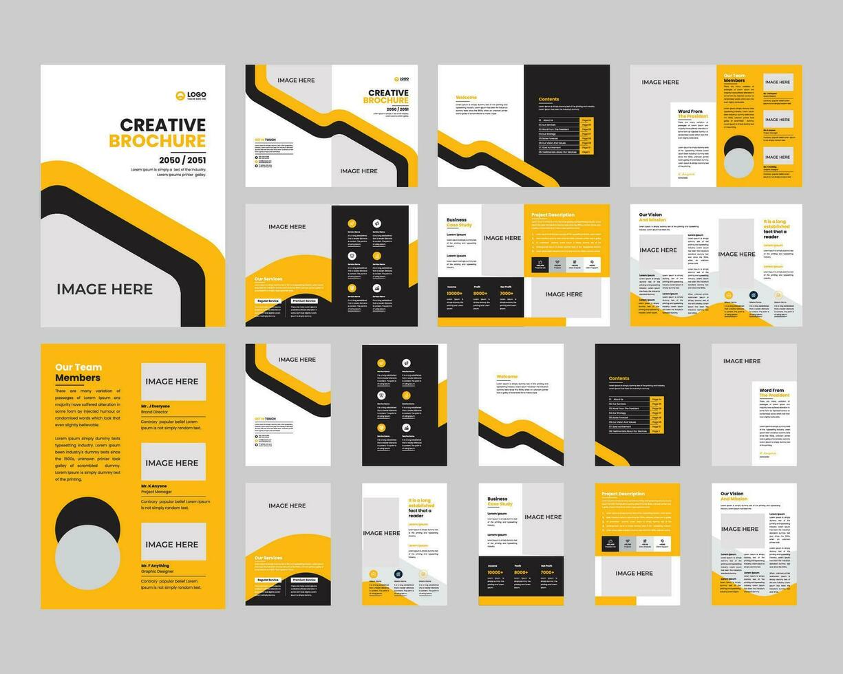 brochure ensemble, Créatif conception, livre couverture, prospectus conception, entreprise profil, verticale a4 format, polyvalent modèle avec couverture, branché minimaliste plat géométrique conception, retour et à l'intérieur pages, vecteur