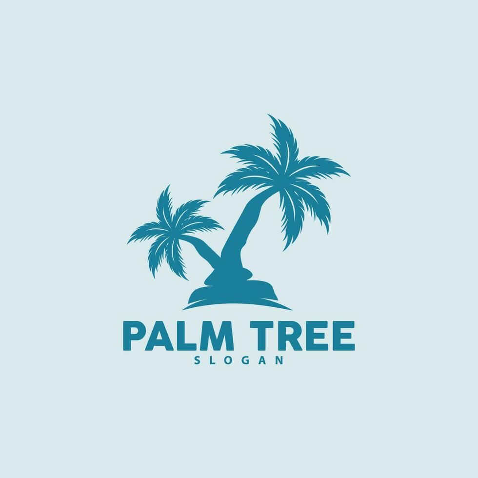 paume arbre logo, plage vecteur, été conception, silhouette symbole illustration vecteur