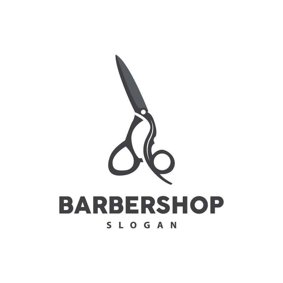 salon de coiffure logo, les ciseaux vecteur, rétro ancien minimaliste typographie ornement conception vecteur