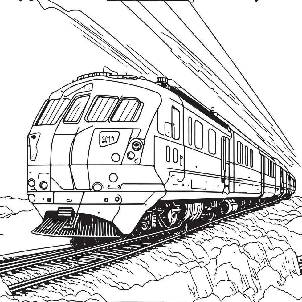 vecteur ligne art train dans mouvement. train ligne dessin agrafe art.