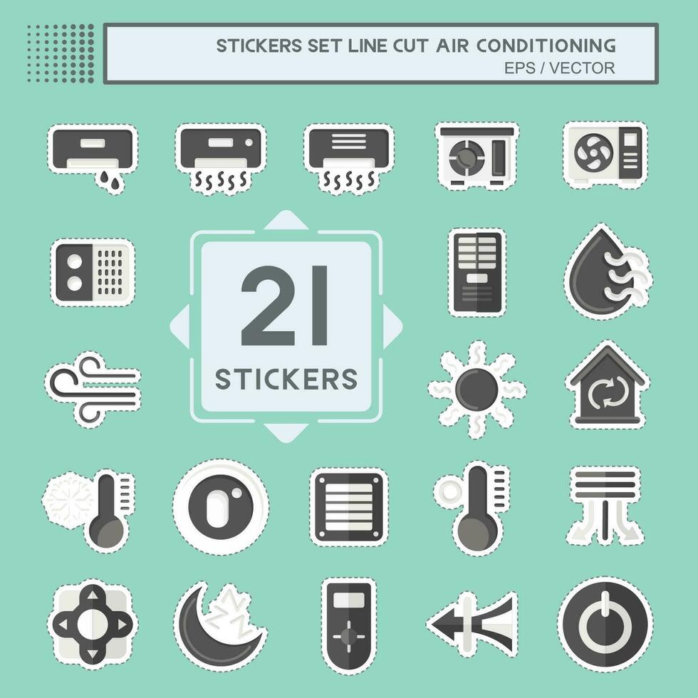 autocollant ligne Couper ensemble air conditionnement. en relation à électronique symbole. Facile conception modifiable. Facile illustration vecteur