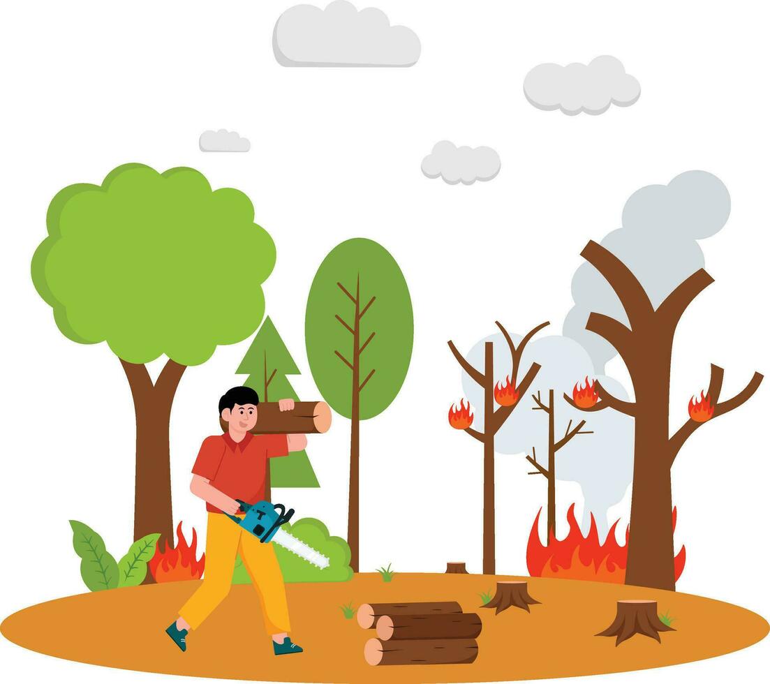 forêt destruction illustration vecteur