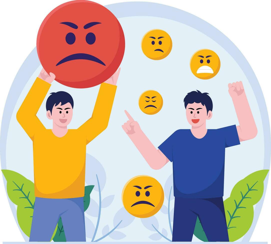 homme réaction en colère emoji illustration vecteur