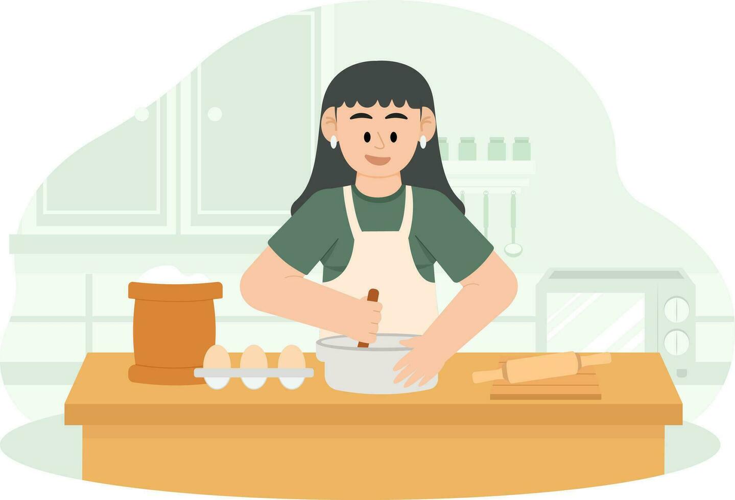 une femme qui est fabrication Gâteaux illustration vecteur